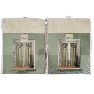 North Crest Home Tribeca 42" x 63" Ivory Loop Tab Top Panels with Attached Swag